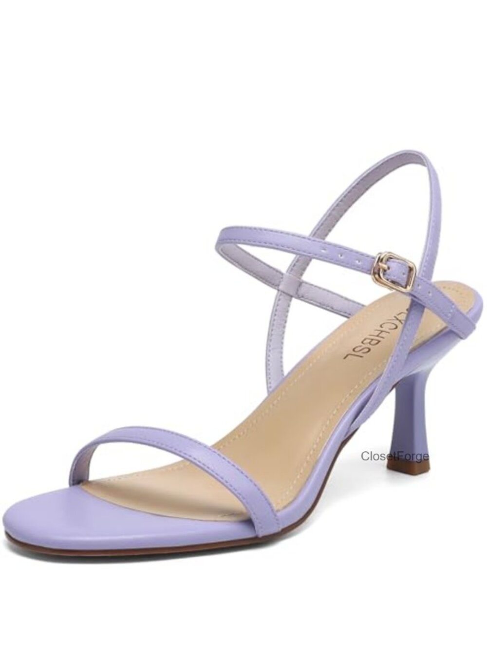 Kitten Heels Round Open Toe Strappy Low Heeled Sandals